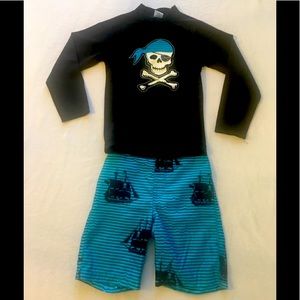 Swim trunks and long sleeve rashguard set 🏴‍☠️